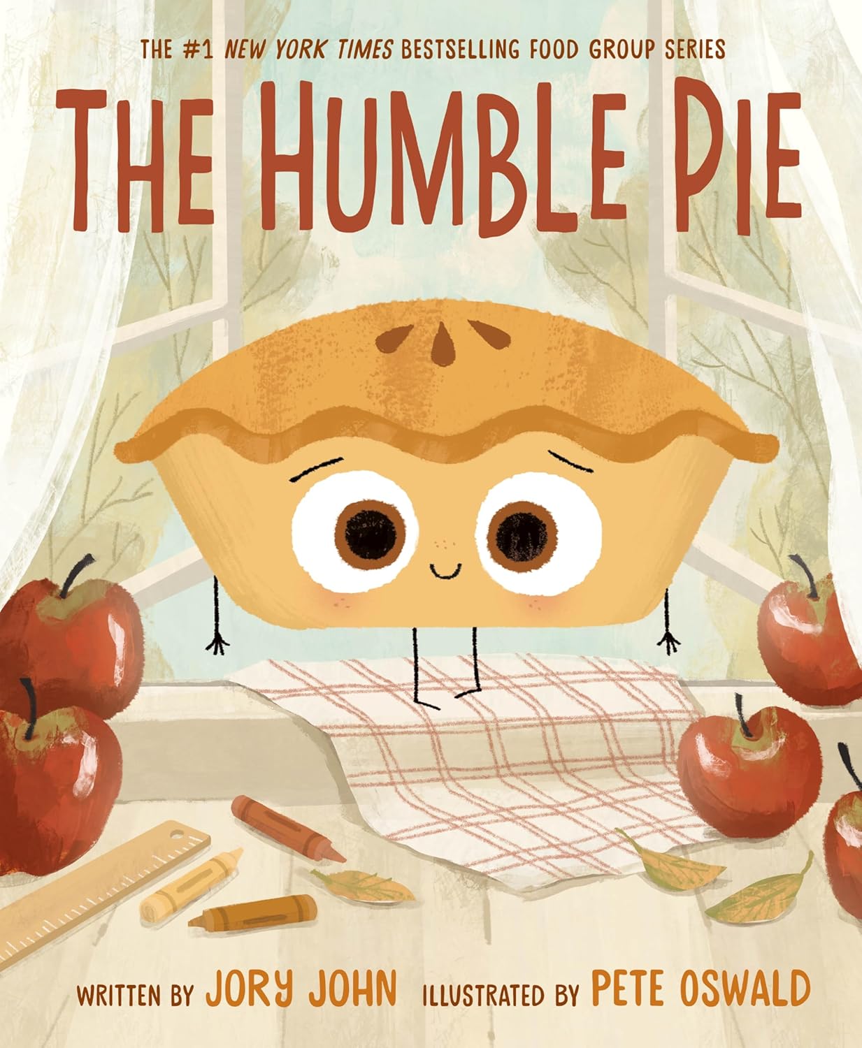 Book cover of 'The Humble Pie' with a cartoon pie character and apples.