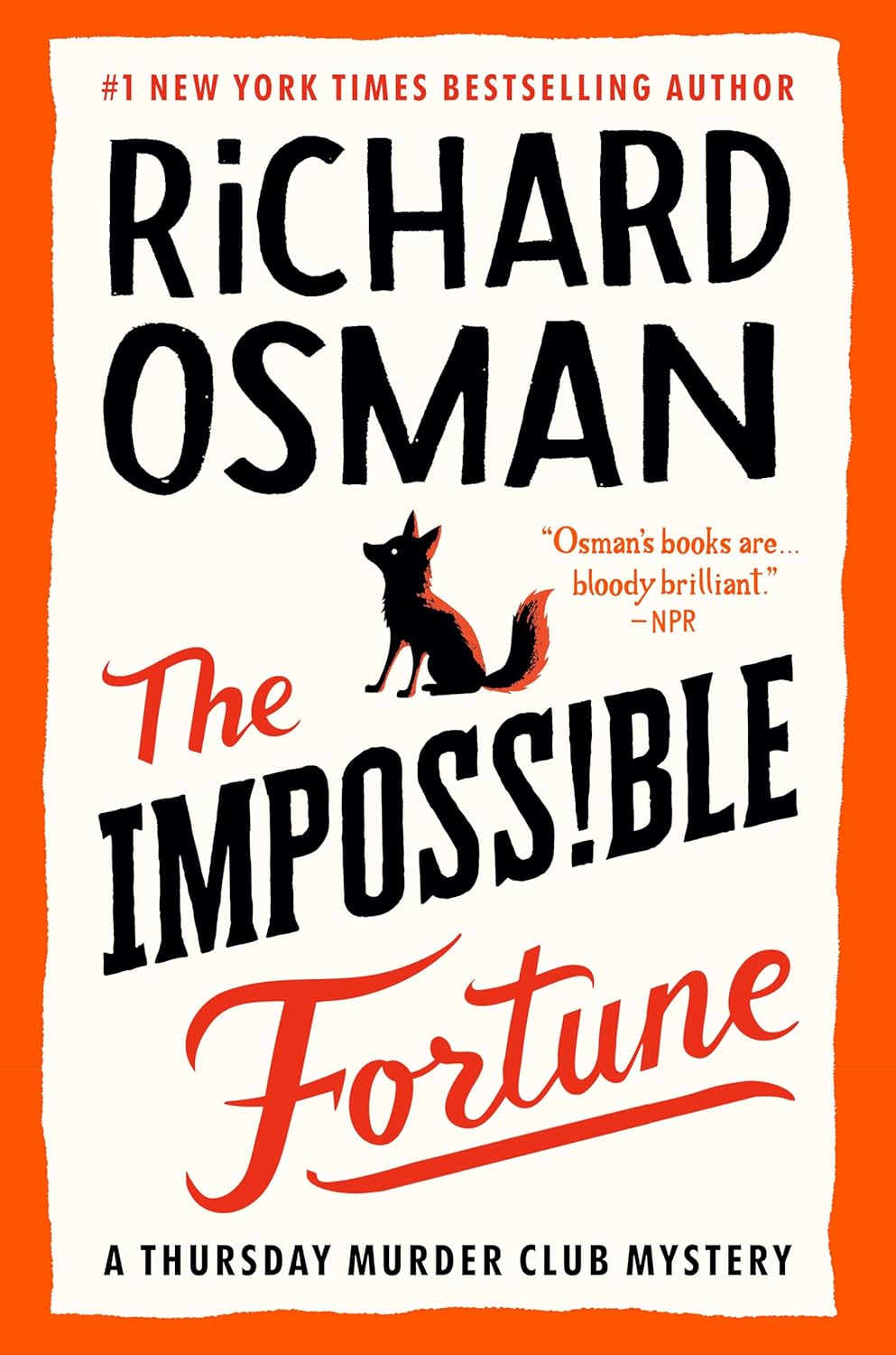 Book cover of 'The Impossible Fortune' by Richard Osman with an orange border.