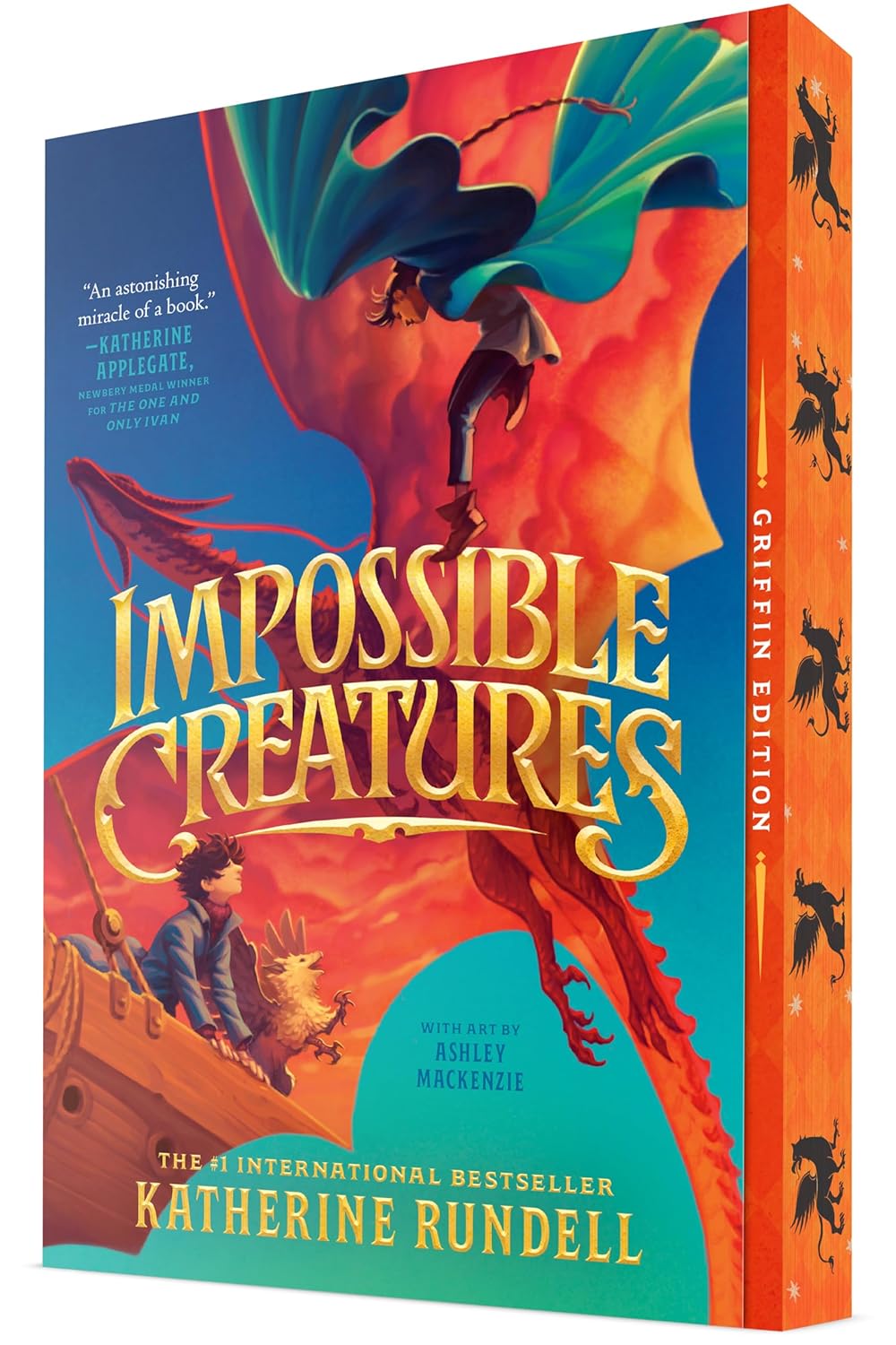 Book cover of 'Impossible Creatures' with colorful design and text