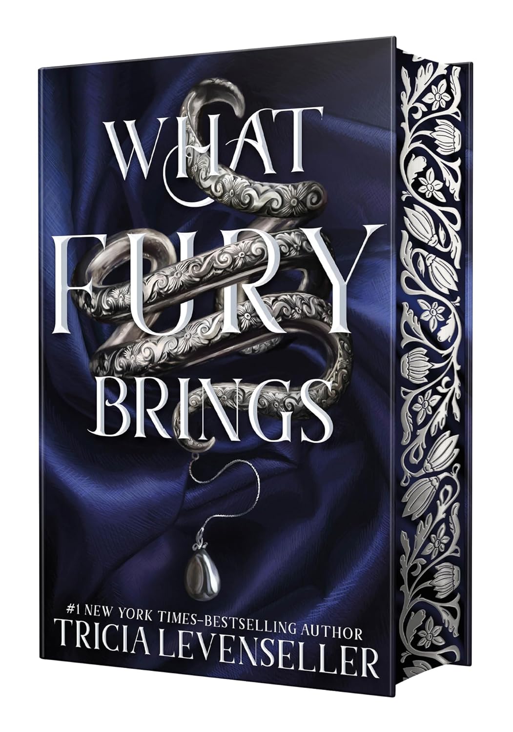 Book cover of 'What Fury Brings' with decorative elements on a white background