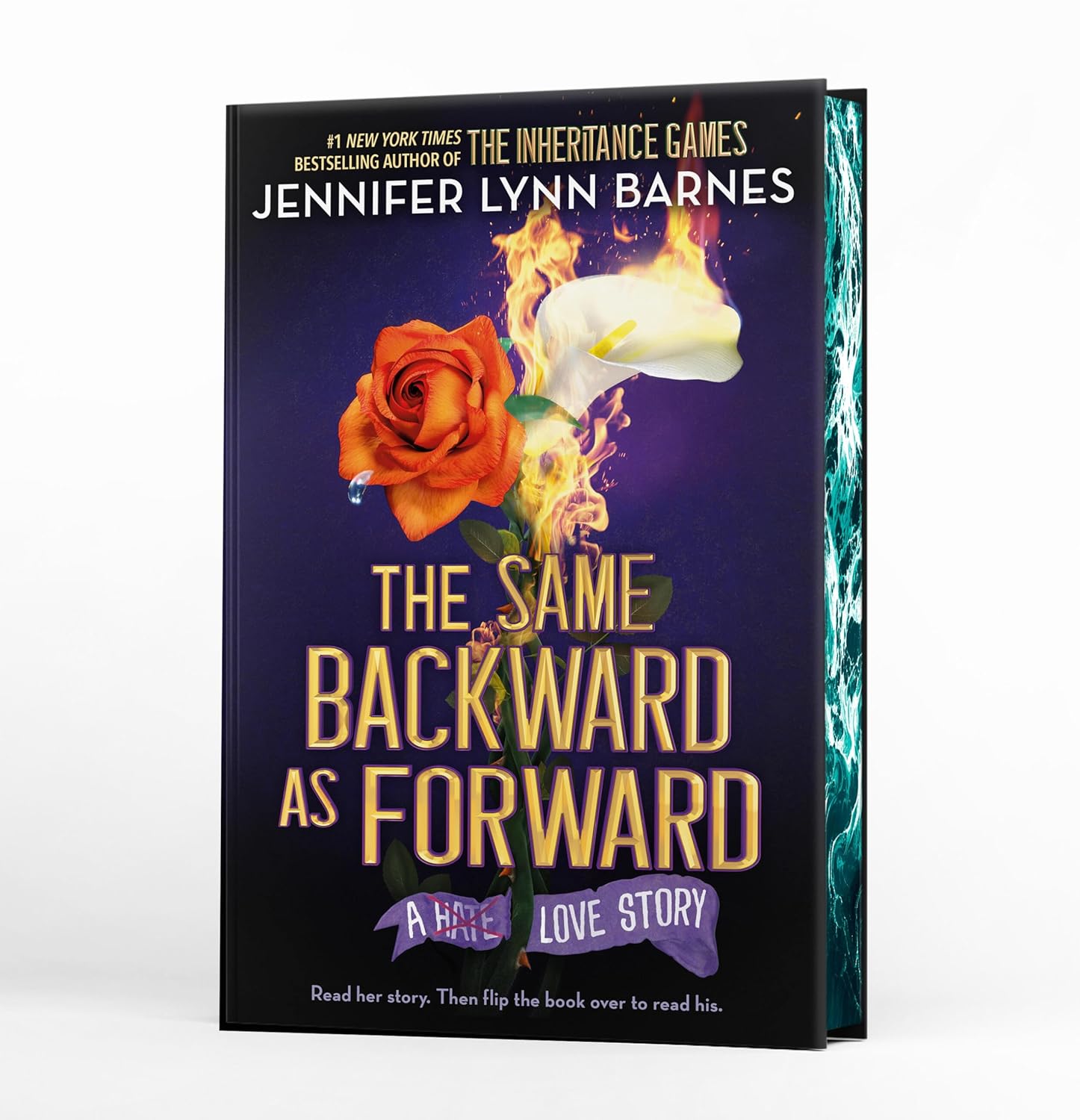 Book cover of 'The Same Backward as Forward' by Jennifer Lynn Barnes with a rose and calla lily design.
