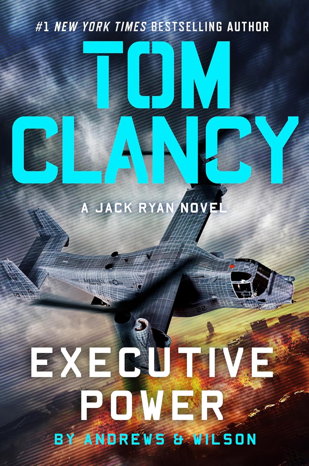 Book cover of 'Executive Power' by Tom Clancy featuring a military aircraft.