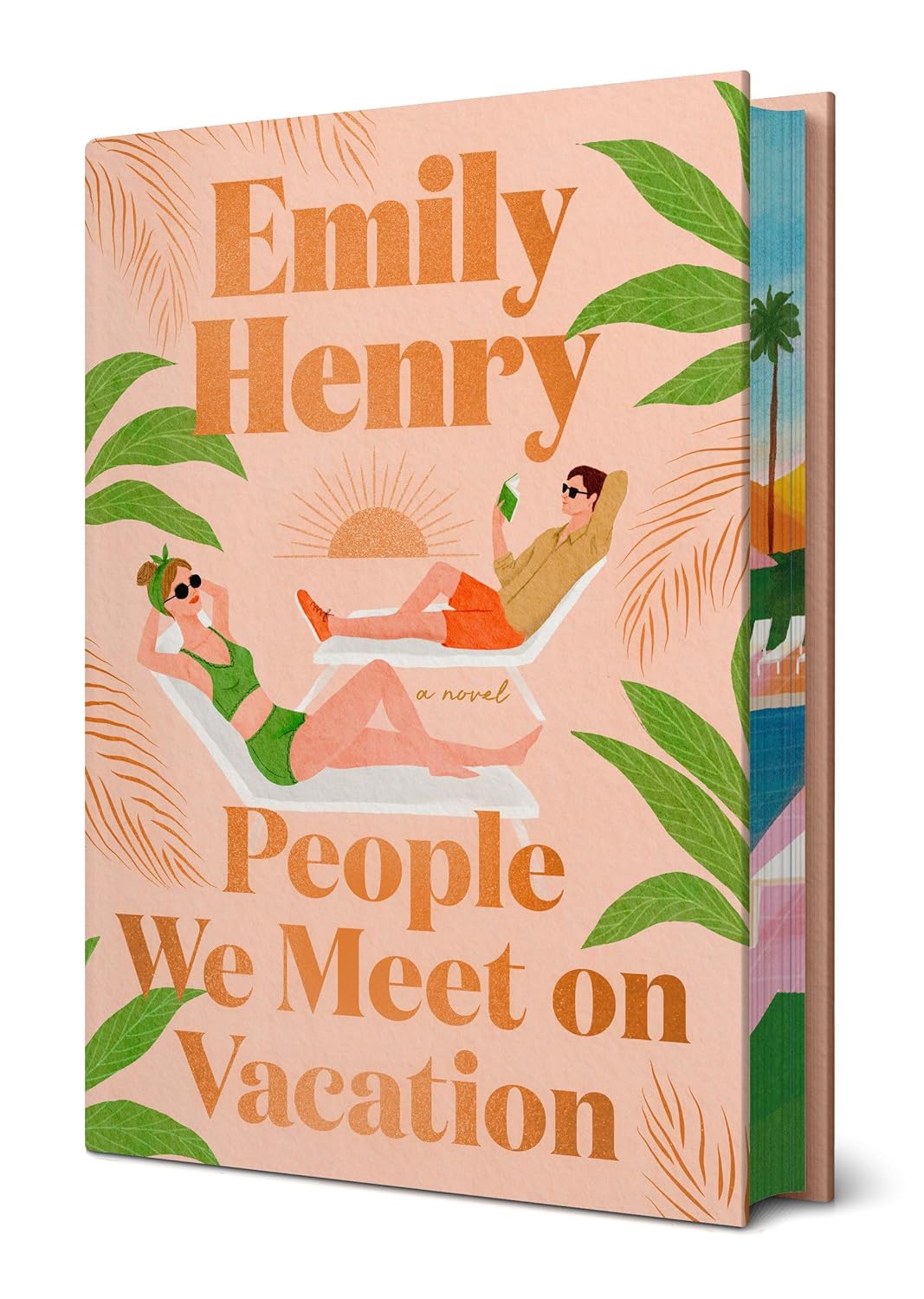 Book cover of 'People We Meet on Vacation' by Emily Henry with beach-themed illustrations.