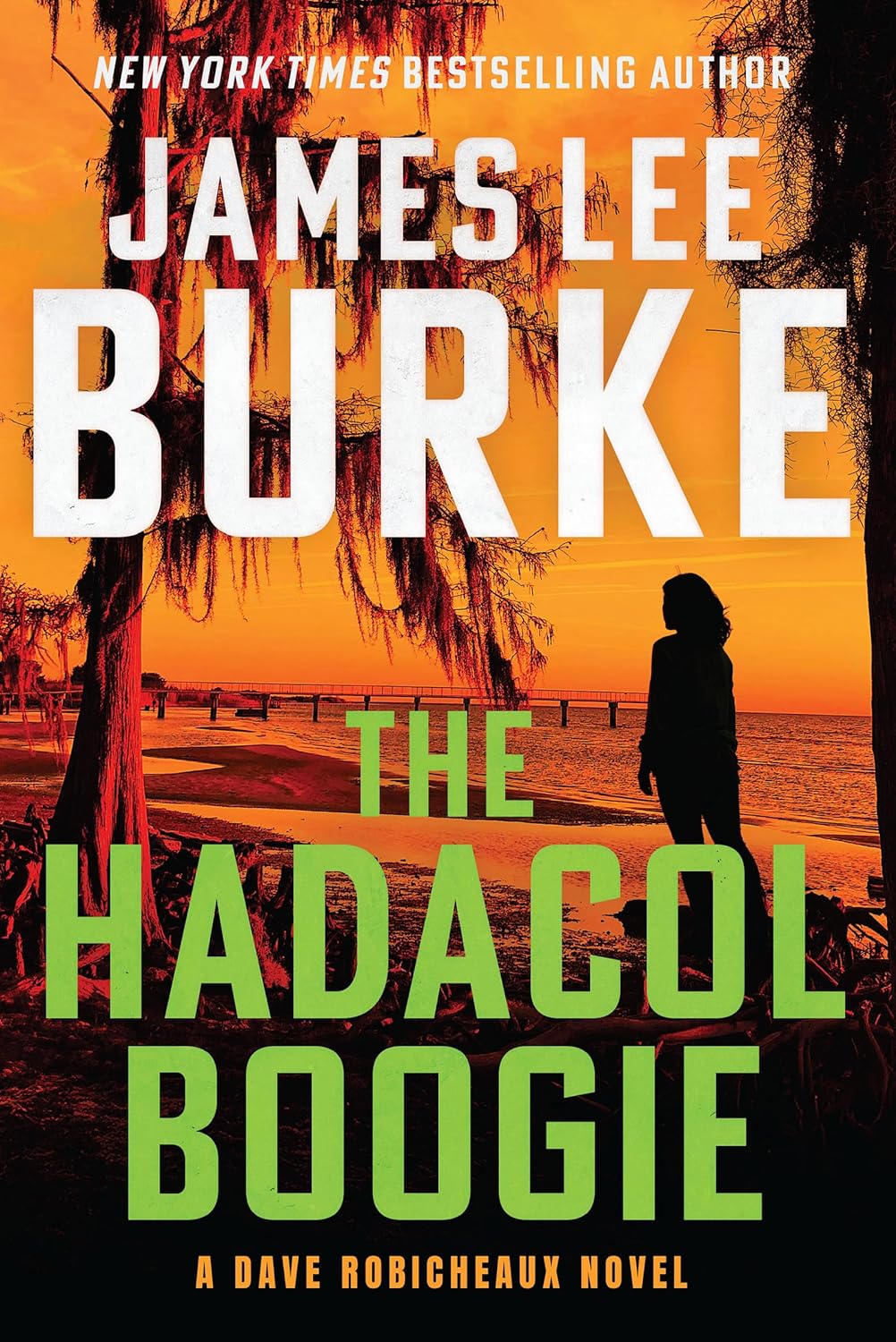 Book cover of 'The Hadacol Boogie' by James Lee Burke with a silhouette of a person and sunset scene.