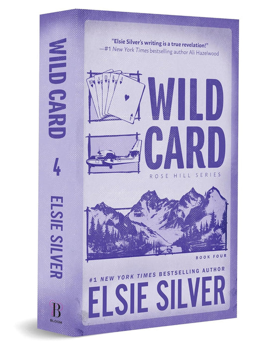 Book cover of 'Wild Card' by Elsie Silver with purple design and mountain illustration.