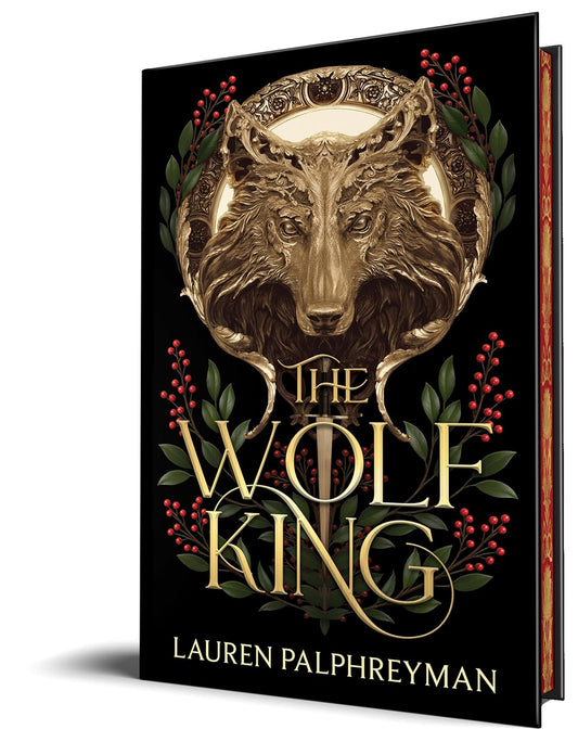 Book cover of 'The Wolf King' by Lauren Palphreyman with a wolf design and decorative elements.