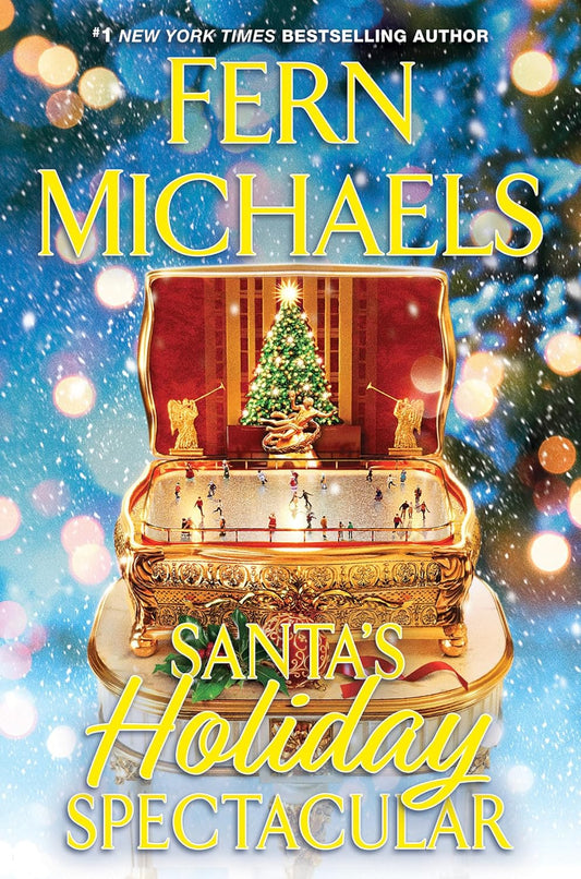 Book cover of 'Santa's Holiday Spectacular' by Fern Michaels with a gold chest and Christmas tree design.