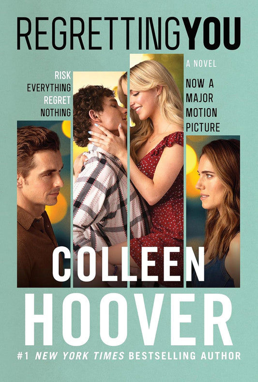 Book cover of 'Regretting You' by Colleen Hoover with images of a couple and text.