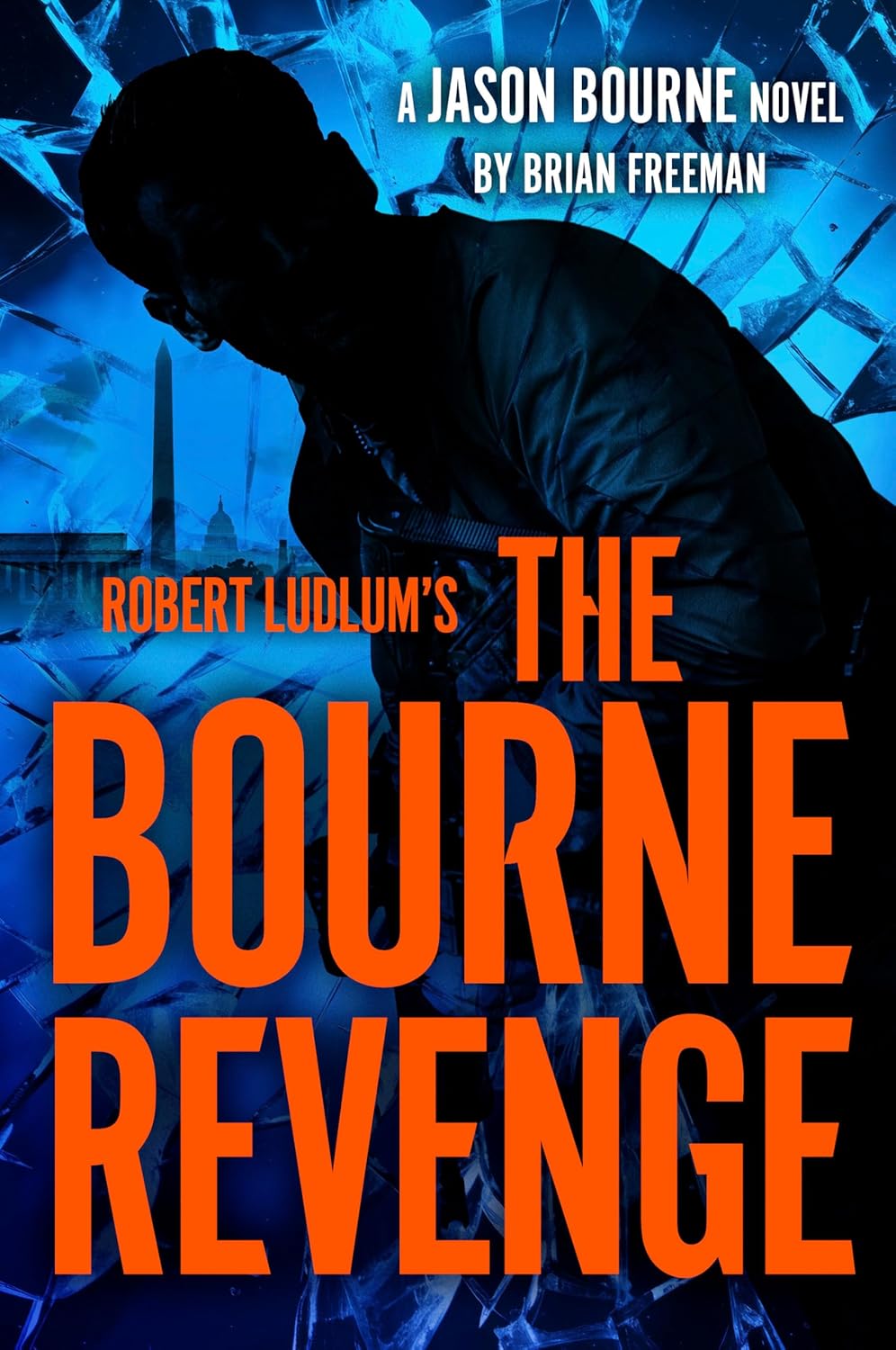Book cover of 'The Bourne Revenge' by Robert Ludlum with a silhouette and blue background.