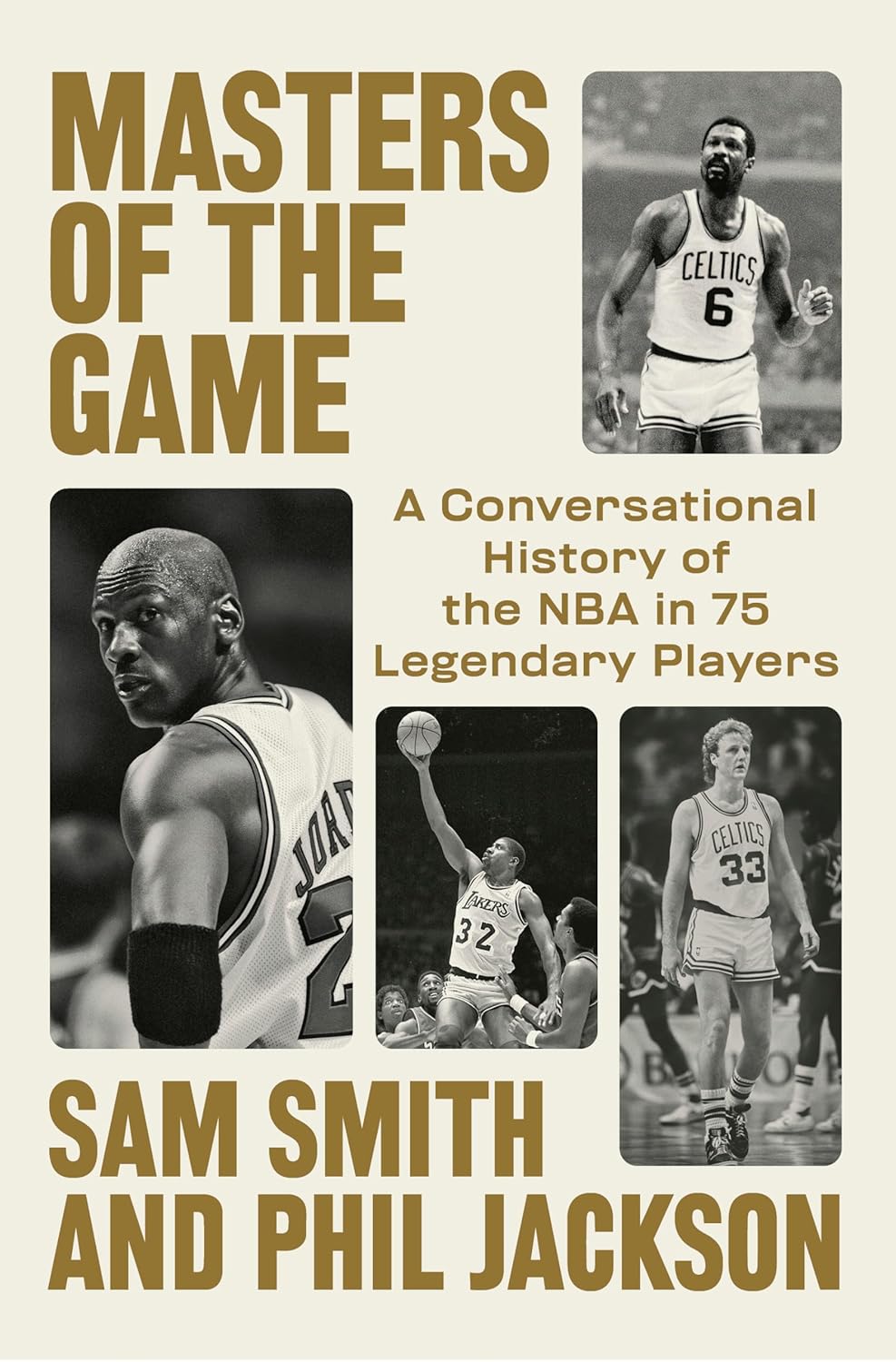 Book cover of 'Masters of the Game' with images of basketball players and title text.